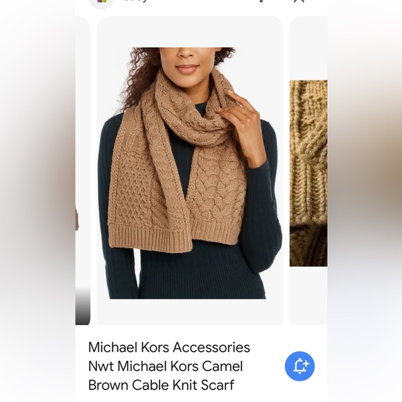 Micheal Kors Camel Knit Scarf OS - Picture 7 of 7